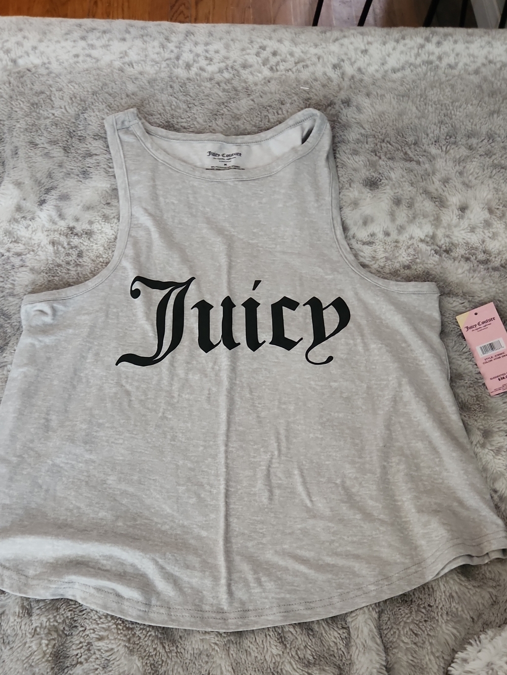 Juicy Couture Light Gray Tank Top with Black Logo